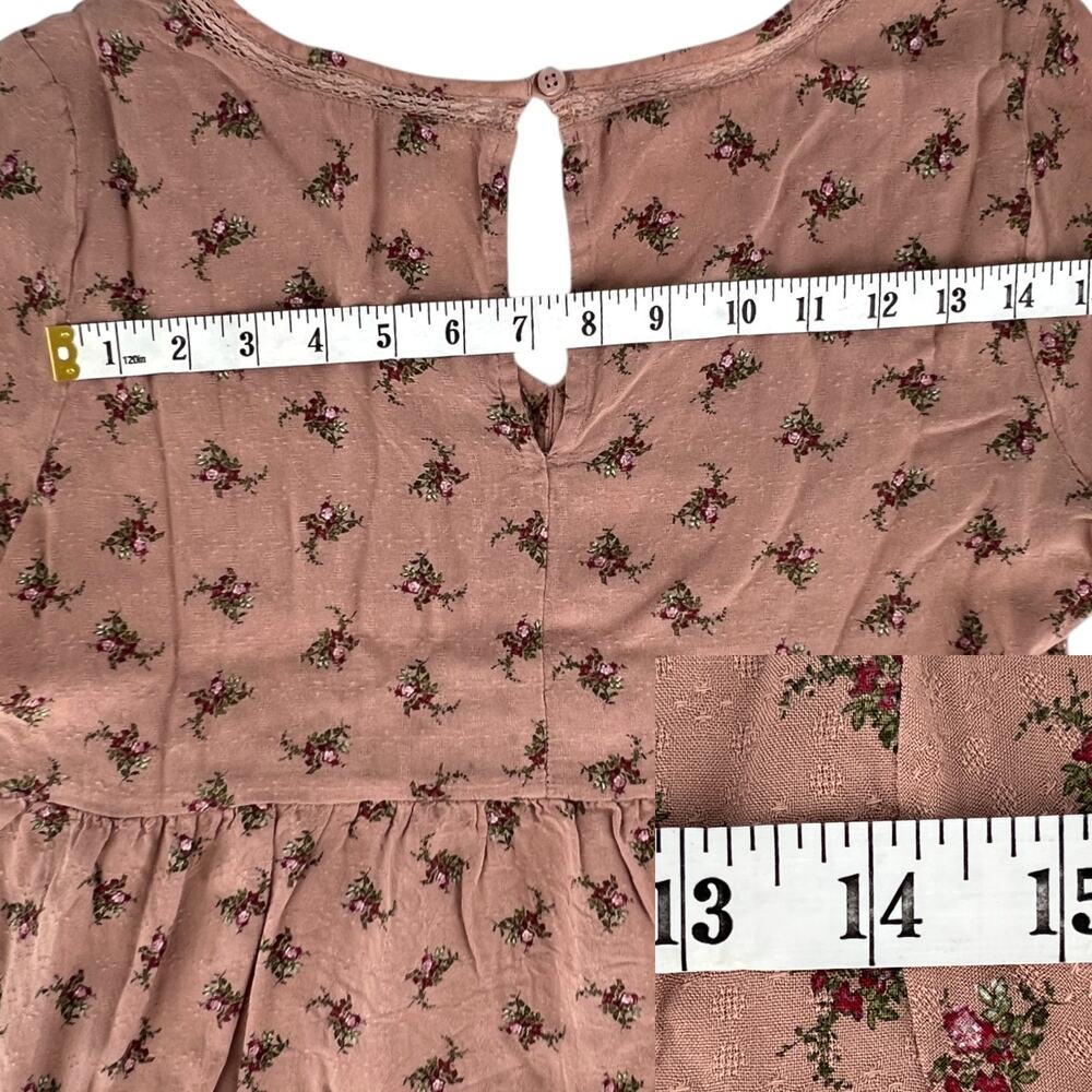 Arizona Jean Co Flowy Floral Quarter Bell Sleeve Babydoll Blouse Top Size Small - Picture 12 of 16